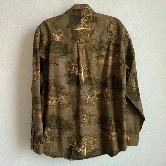 Bit & Bridle Men’s XL Long Sleeve Button Down Black Whitetail Deer Hunter Shirt - Picture 2 of 12